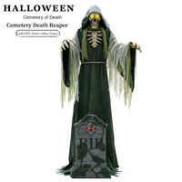 Décorations et accessoires sensoriels d'Halloween pour extérieur, électrique et mécanique, avec Grim Reaper oscillant pour cimetière, maison hantée et salle d'évasion
