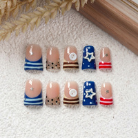 Uñas postizas acrílicas reutilizables con pegamento, diseño cuadrado, forma de pico de pato, cobertura completa, hechas a mano, para niños, 359, 730, 780