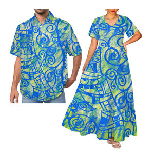 Robe surdimensionnée élégante en mousseline de soie col en V en Samoan Style tropical hawaïen taille naturelle plage vacances hommes chemise compagnon - Product Image 6