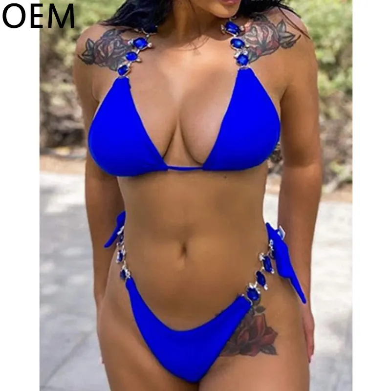 Sommer neues Design Bunte Luxus-Badeanzüge Sexy Bikini-Set Zweiteiliger Badeanzug Frauen Benutzer definierte Badeanzüge