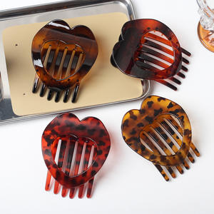 Pince à cheveux bec de canard en plastique, nouvelle collection, forte adhérence, pour chignon, motif cœur plat, accessoire capillaire transfrontalier, vente chaude - Product Image 1