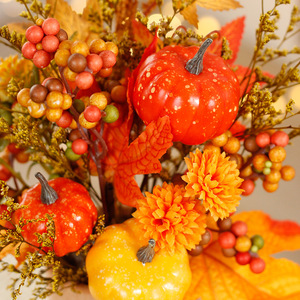 Autumn Pumpkin Potted Plant Artificial Berry Maple Leaf Floral Arrangement Harvest Festival <strong>Halloween</strong> Table Centerpiece Home <strong>Dec</strong> - Product Image 4