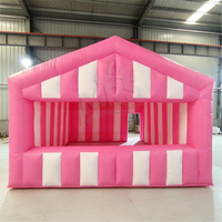 Kiosque de vente gonflable en PVC rayé rose et blanc, stand de concession, stand de fête foraine, boutique de friandises, tente portable, kiosque de vente ambulant, pour événements extérieurs