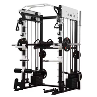 XOYOOU Cage à Squat Commerciale Multi-Fonctionnelle Smith Machine, Appareil de Musculation pour la Maison, Crossover à Câbles Unisexe, Utilisation en Intérieur