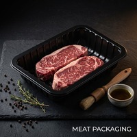 Barquette d'emballage sous blister personnalisée noire en PP de qualité alimentaire pour steak, bœuf, porc, poulet