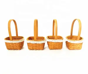 Home decoration small flower basket desktop storage small bamboo basket wooden flower arrangement storage basket