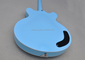 Guitare électrique semi-acoustique Flyoung pour gaucher, bleu ciel, 6 cordes, accastillage chromé - Product Image 6