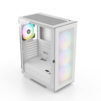 Mid Tower ATX Tempered Glass Plastic & Steel Computer Case with Water Cooling System and 3 Fans for PC Gamers