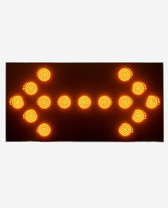 Panneau de signalisation routière directionnel à flèche jaune réfléchissante LED haute visibilité personnalisable, avec éclairage d'avertissement solaire - Product Image 1
