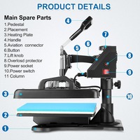 Double affichage avancé nouveau 8 dans 1 Machine combinée de presse de chaleur de Sublimation de Machine de transfert de chaleur pour la tasse/chapeau/t-shirt/roche d'ardoise/MDF