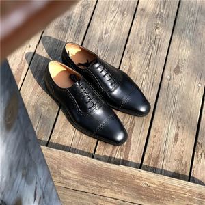 รองเท้าผู้ชาย HANMCE สไตล์อังกฤษ แบบ Patina Brogue ตกแต่งลายปะติด ปิดเชือกผูก หัวเหลี่ยม ระบายอากาศได้ดี กันลื่น น้ำหนักเบา จากโรงงานโดยตรง - Product Image 4