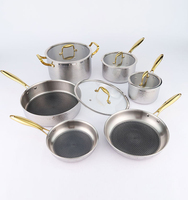 Ensemble de casseroles et poêles en acier inoxydable et titane, antiadhésives, avec logo personnalisé, taille sur mesure