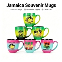 Tasses en céramique personnalisées bicolores style île de plage, souvenir de la Jamaïque, tasse à café en porcelaine avec visage souriant, vente en gros ODM