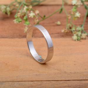 Bague plate en argent sterling plaqué or 14 carats avec serti clos, simple, pour le pouce (4mm-10mm) – Idéale pour mariage et anniversaire - Product Image 1