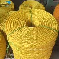 Cuerda de PE de Alta Tenacidad de 3 y 4 Hilos, Cuerda Trenzada Azul, Verde, Amarilla y Negra para Pesca Marina y Embalaje, en Venta