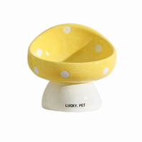Bol ergonomique en céramique antidérapant en forme de champignon pour animaux de compagnie, facile à nettoyer, anti-éclaboussures