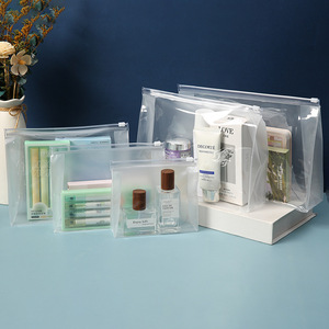 Wholesale <b>Transparent</b> Zipper <b>Bag</b> Custom Logo Printed PVC Ziplock <b>Bag</b> Cosmetics Storage Pouch <b>Bag</b> for Small Business - Product Image 2