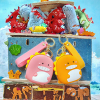 Porte-monnaie en caoutchouc écologique mignon pour enfants, sac de rangement étanche, pendentif porte-clés dinosaure, dessin animé, léger