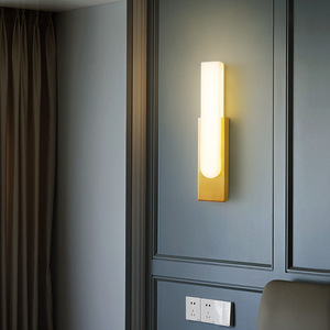 Lámpara de Pared Moderna de Lujo Nórdico Minimalista, Iluminación Creativa de Alta Gama Totalmente en Cobre para Dormitorio, Iluminación Decorativa de Mármol Natural - Product Image 6