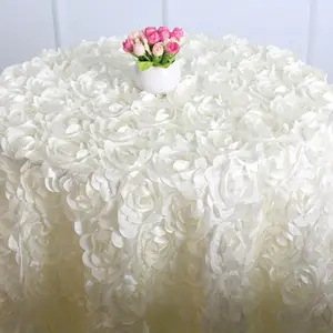 꽃잎과 3D 장미 식탁보 현대 호텔 웨딩 케이크 테이블 로그인 테이블 장식 테이블 천 라운드