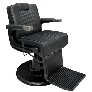 NOUVEAU Fauteuil de Barbier Professionnel Rétro Haut de Gamme avec Base Ronde en Acier Inoxydable, Relevable Hydrauliquement et Inclinable pour Salon de Coiffure - Product Image 5