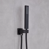 Système de douche mural haute pression en laiton noir mat avec jet pluie, ensemble de robinetterie de bain en céramique noircie pour appartement et hôtel