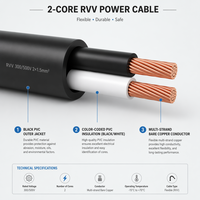 Cable de Distribución de Energía Industrial con Conductor de Cobre Desnudo Trenzado y Aislamiento de PVC, 2 Hilos, 2x0.75, 2x1.5, 2x2.5, 2x4.0, 2x6.0