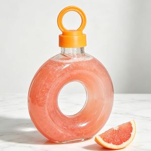 Bouteille de boisson en plastique PP de 500 ml (16 oz) pour thé au lait ou jus, avec logo personnalisé, résistance aux hautes températures, forme ronde en forme de beignet - Product Image 2