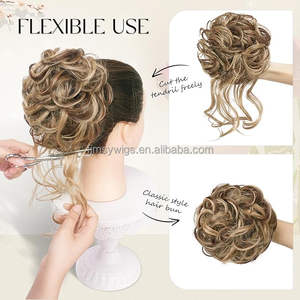 Fibre synthétique de qualité supérieure longue queue perruque bouclés ondulés cheveux chignon Extensions Offre Spéciale désordonné chouchous femmes bande élastique - Product Image 6