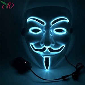 Masque PVC tendance pour Halloween, style <span class=keywords><strong>V</strong></span> pour <span class=keywords><strong>Vendetta</strong></span>, avec fil électrique lumineux LED, masque LED Anonymous - Product Image 6