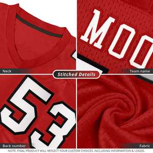 Custom <b>Red</b> White-Black Classic Style Mesh Authentic <b>Football</b> Jersey - Product Image 4