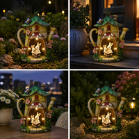 Statue de maison d'arbre féerique personnalisée en gros avec lumière chaude pour la décoration extérieure de patio, pelouse et jardin