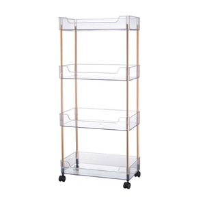 Transparent Multi Layer Narrow <b>Storage</b> Cart With Wheels <b>Kitchen</b> Bathroom Organizer 4 Tier Movable Rack - Product Image 5