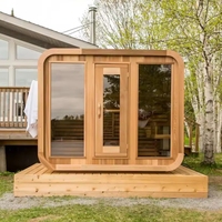 Kit de sauna extérieur préfabriqué en épicéa au design moderne 2024 avec véranda, poêle électrique en bois massif et panneau de commande informatisé