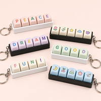 Porte-clés personnalisé en forme de touche de clavier, style mécanique, support en acrylique transparent, fermoir métallique, vente en gros, souvenir, cadeau promotionnel