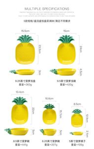 Fruit Yellow Pink Pineapple Pasta Dessert <b>Ceramic</b> Salad Dinner <b>Plates</b> Serving Trays for Appetize - Product Image 3