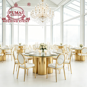 Mesas y sillas de vidrio negro para invitados VIP, mesa de cóctel de boda con soporte de galvanoplastia dorada - Product Image 3