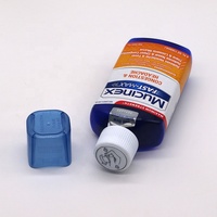 Bouteille de sirop transparente bleue en PET de 200 ml, conteneur en plastique pour produits pharmaceutiques liquides avec bouchon à sécurité enfant