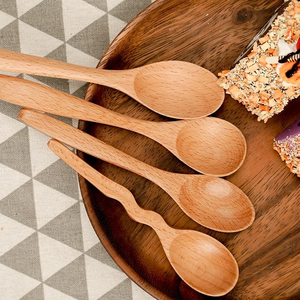 Ensemble de cuillères à thé en bambou naturel, petites cuillères à <span class=keywords><strong>soupe</strong></span>, à dessert et à miel pour la vaisselle de table à la maison - Product Image 2