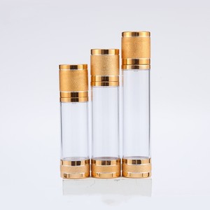 Plastica OEM <span class=keywords><strong>AS</strong></span> contenitore di imballaggio cosmetico vuoto lozione per siero nastro d'oro trasparente smerigliato 15ml 30ml 50ml flacone per pompa airless - Product Image 3
