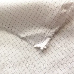 0.5cm check 70 times washing ESD plain polyester cotton japanese carbon fiber conductive fabric for T-shirt