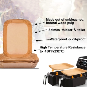 Revestimiento de papel desechable para freidora de aire para <span class=keywords><strong>Ninja</strong></span> Dual <span class=keywords><strong>Airfryer</strong></span>, accesorios rectangulares para freidora de aire, revestimiento de papel a prueba de agua a prueba de aceite - Product Image 3