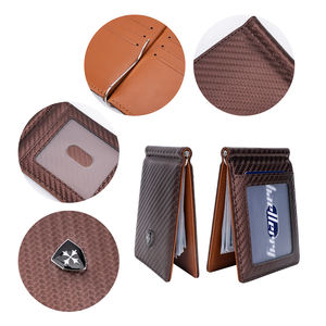 Portefeuille en cuir PU à double pliage 2024, pour cartes bancaires, de crédit et d'identité, unisexe, imitation fibre de carbone, <span class=keywords><strong>protection</strong></span> RFID, blocage des cartes - Product Image 5