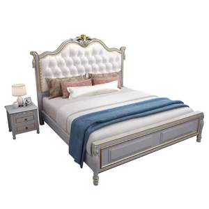 Set Perabot Kamar Tidur Mewah Desain Eropa, Tempat Tidur King Size Royal untuk Villa Hotel, Tempat Tidur Kayu Solid dengan Soft Bag - Product Image 5