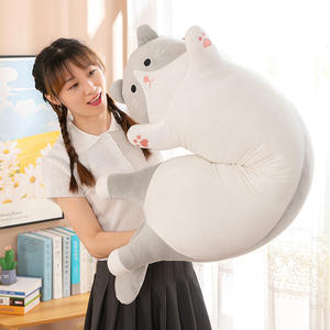 Cuscino lungo grasso rotondo per gatti coccolone abbraccio nero gatto bianco morbido cuscino gatto peluche giocattolo carino giocattolo peluche fabbrica all'ingrosso - Product Image 4