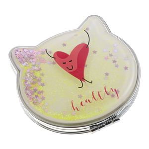 Biểu Tượng Tùy Chỉnh Mini Folding Vòng Nhỏ Tay Gương Hai Mặt Quicksand Lỏng Glitter Nhỏ Gọn Pocket Gương Cho Trang Điểm - Product Image 5