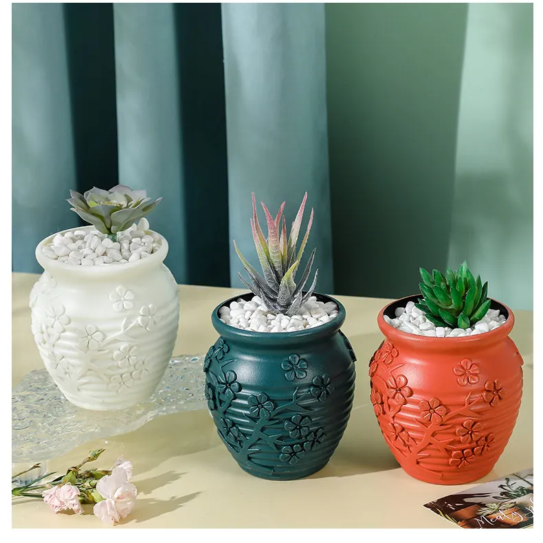 Cerâmica olhar branco plantadores suculentos presente criativo vasos plásticos para a decoração home vaso de flores plástico