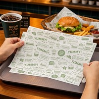 Feuille de papier personnalisée imprimée avec logo pour plateau alimentaire minimaliste en forme d'arbre, idéale pour la restauration et l'emballage des cafés
