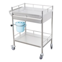 Chariot mobile à bouteille d'oxygène de chariot à meubles de traitement d'hôpital d'acier inoxydable