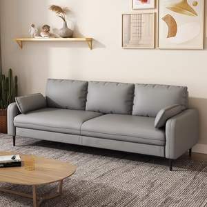 Sofá Recto Tapizado para Sala de Estar y Apartamentos Pequeños, Relleno de Espuma, Color Gris - Product Image 1